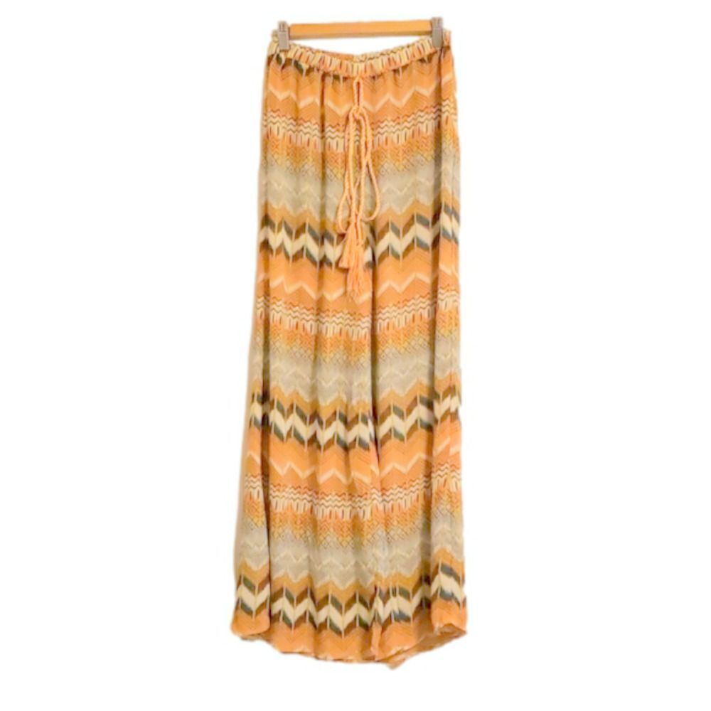 High waist Long sheer tribal print pants